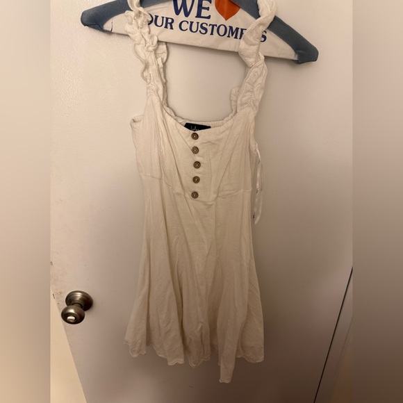 Lulus White Ruffled Button-Front Mini Dress With Pockets - Picture 4 of 7